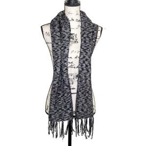 Black Gray Multicolor Thick Fringe Winter Scarf